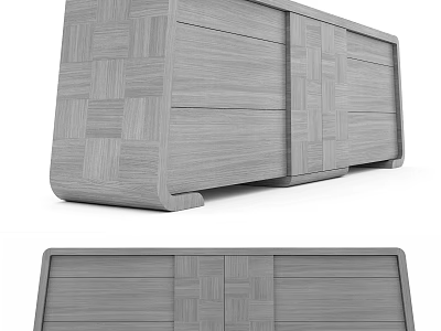 Modern Grey Wood Entryway Cabinet Sideboard With Panel Design And Storage Drawers 3d model