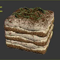Layered Square Shaped Cake With Cream Layers Chocolate Shavings And Cocoa Powder