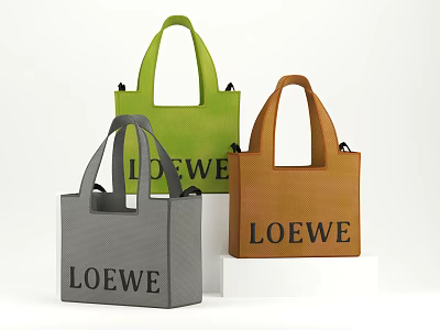 LOEWE Stylish Tote Bags in Green Gray and Brown Colors 3d model
