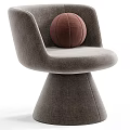 Modern Leisure Chair With Light Beige Fabric Upholstery Round Decorative Ball And Conical Base