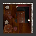 Cartoon Scene of Cozy Indoor Setting With Stone Walls Red Booth Wooden Tables and Stools