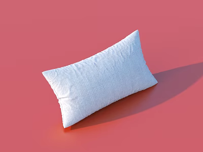 White Textured Rectangular Decorative Pillow on Pink Background with Soft Surface 3d model