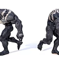 Venom Game Movie Character With Black White Striped Muscular Body In Running Pose
