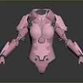 Pink Humanoid Mechanical Armor Suit With Robotic Arms And Sleek Design Features 3d model