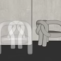 Transparent Acrylic Modern Accent Chair And Plush Gray Knotted Shape Leisure Chair In Indoor Setting