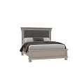 Rustic Wooden Double Bed With Tufted Upholstered Headboard Light Gray Frame And Brown White Bedding