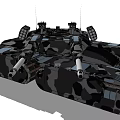 Detailed Camouflage Military Tank With Dual Cannons Turret Tracks And Armor