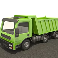 Green Dump Truck Functional Heavy Duty Vehicle Parked On Asphalt Road Surface