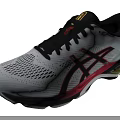 ASICS Running Shoes Gray Black Red Yellow Accents Mesh Upper And Cushioned Sole