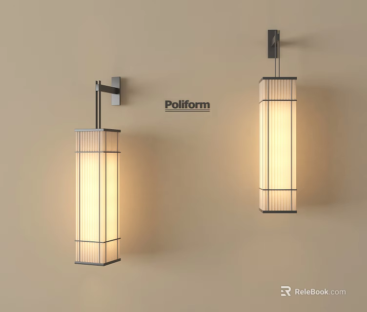 Poliform Modern Wall Sconces With Rectangular Fabric Shade Illuminated Minimalist Design 3d model
