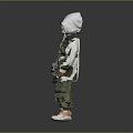 Modern Streetwear Outfit With Camouflage Patchwork Hoodie Cargo Pants And Orange Sneakers