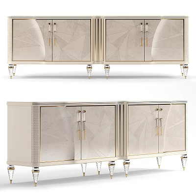Elegant Luxury TV Cabinet With Glass Doors Golden Frame And Exquisite Decorative Legs 3d model