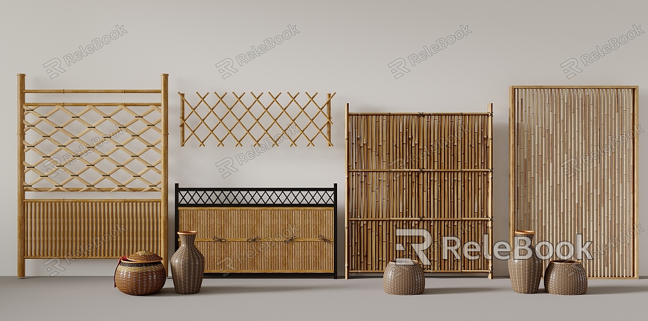 Log Pillar Homestay Partition Railing Fence model