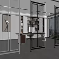 Modern Office Interior With Three Metal Frame Grid Partitions For Workspace Division 3d model