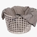 Gray Woven Storage Basket with Soft Gray Fabric Inside for Home Organizing 3d model