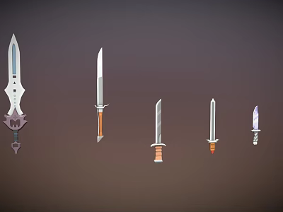 Collection of Five Unique Sword Weapons with Varied Handle and Blade Designs 3d model