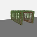 Wooden Pergola Covered With Green Vines Featuring Bench And Lattice Fence