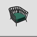 Modern Single Sofa Featuring Black Woven Frame And Green Cushion 3d model