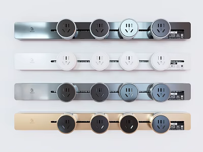 Modern Multiple Socket Switch Panel with Sleek Design and Various Colors 3d model