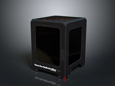 ShadowPlay Equipment Shell with Black Frame Glass Panels Square Design and Red Bottom Details 3d model