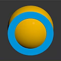 Yellow Smiley Face With Blue Halo And Cheerful Expression On Dark Surface