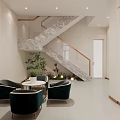 Modern Beauty Salon Interior With Reception Desk Sofa Bookshelves And Green Plants