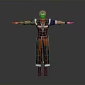 Detailed Male 3D Character With Red Black Outfit Belt And Arms Outstretched