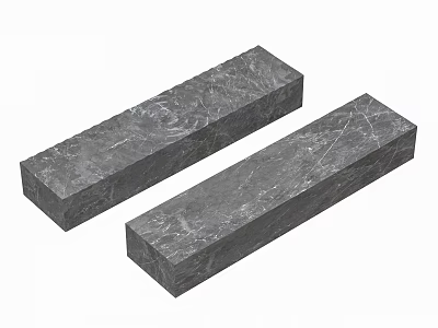 Two Modern Gray Marble Long Rectangular Stools with Sleek Minimalist Design 3d model