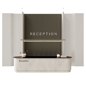 Modern Front Desk Reception Modern Front Desk Reception Fashion Front Desk Combination Table Lamp Decorative Ornaments Background Wall 3d model