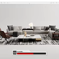 Light Luxury Sofa Coffee Table Combination 3d model