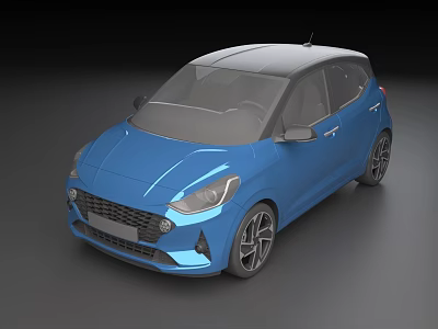 Sleek Blue Compact Hatchback Car With Gray Roof And Black Alloy Wheels 3d model