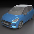 Sleek Blue Compact Hatchback Car With Gray Roof And Black Alloy Wheels