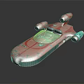 Futuristic Red Sleek Interstellar Spacecraft With Cockpit Dual Engines And Aerodynamic Design