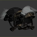 Tactical Weapon Helmets With Black Metal Shield And Brown Camo Design