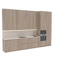 Modern Kitchen Interior Design With Wooden Cabinets Countertop And Integrated Appliances