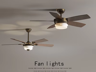 Large And Small Ceiling Fan Lights With Wooden Blades And LED Lighting For Home 3d model