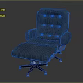 Comfortable Tufted Leather Lounge Chair With Padded Armrest Footrest And Rolling Casters