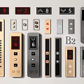 Elevator Control Panels With Various Button Designs Digital Displays And Numbers