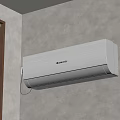 White Wall Mounted Air Conditioner In Room Corner With Window Blinds 3d model