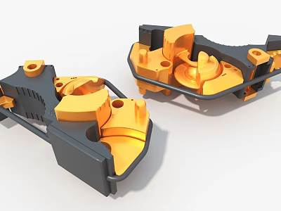 Durable Industrial Equipment Metal Parts With Black And Orange Precision Mechanical Structure 3d model