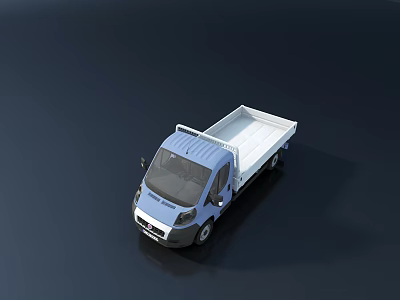 Modern Blue Commercial Truck with Single Cab White Cargo Bed and Roof Rack 3d model
