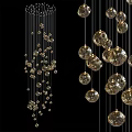 Modern Spherical Gold Chandeliers Hanging As Elegant Decorative Lighting Fixtures