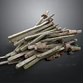 Stacked Old Wooden Sticks With Natural Weathered Texture And Rustic Charm