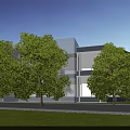 Modern Multi Story School Building With Glass Windows White Gray Facade And Open Square