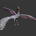 Flying Phoenix With Gorgeous White And Purple Feathers And Colorful Wings