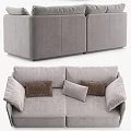 Modern Gray Sofa with Multiple Decorative Pillows in Neutral Tones for Living Room Interior 3d model