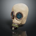 Vintage Beige Gas Mask With Brass Frames Green Strap Canvas Material Retro Headwear