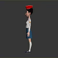 Cartoon Girl With Red Hat Pigtails White Shirt Red Tie Blue Skirt And Blue Shoes