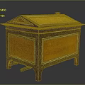 Elegant Vintage Wooden Chest With Golden Accents Ornate Carvings And Decorative Lid