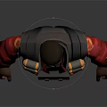 3D Character Model In Red Outfit With Black Vest Hat And Gear